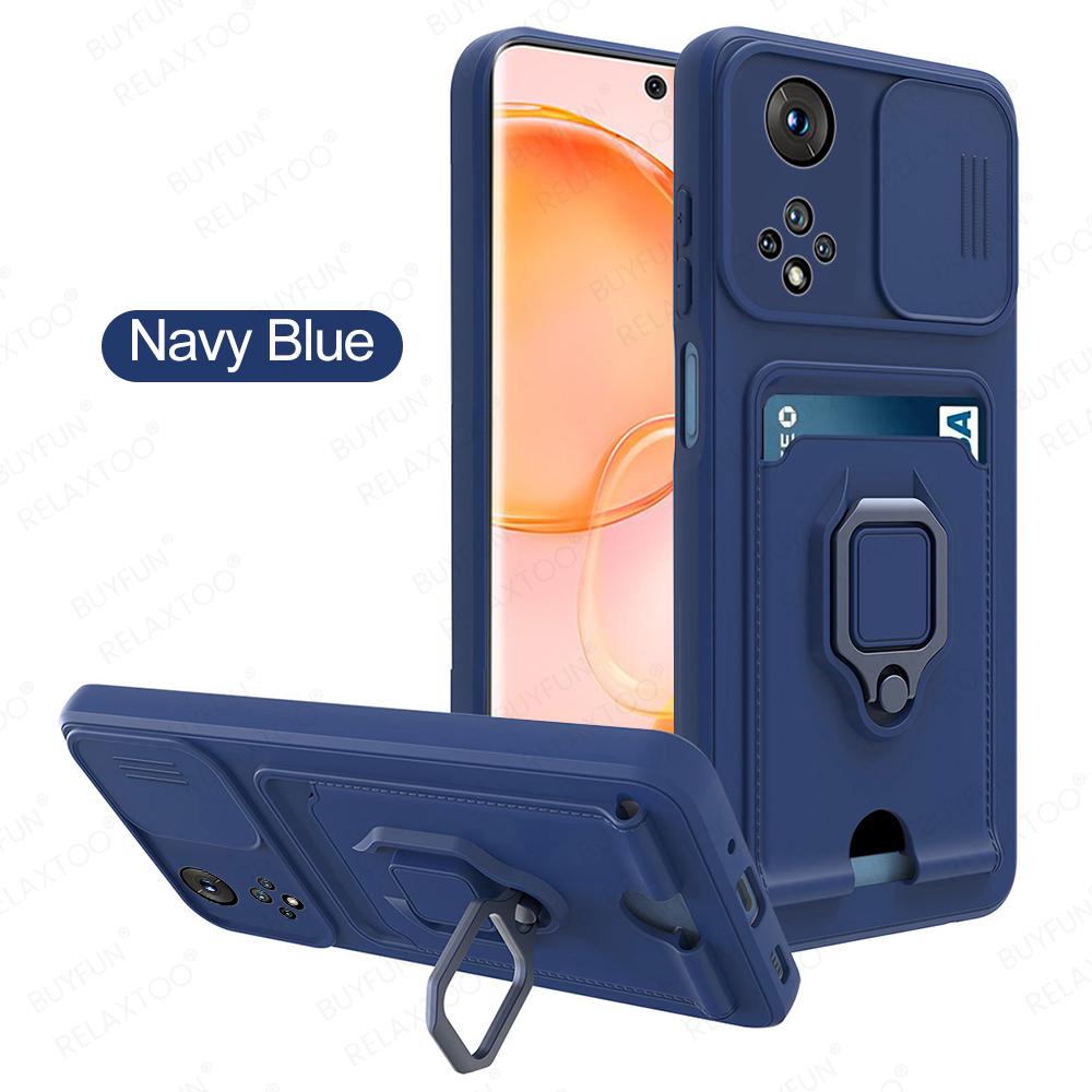 Slide Camera Lens Protection Case For Honor 50 6.57inch Card Slot Stand Holder Magnetic Cover For Huawei Honor Honer Honar 50