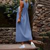 Women Sleeveless Solid Color Pinafore Dress Long Casual Loose Fit Adjustable Strap Maxi Dress with Pockets