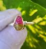 Roher Wassermelonen-Turmalin Edelstein 925 Sterlingsilber Ring Gr. 7.75 Geschenk für Sie