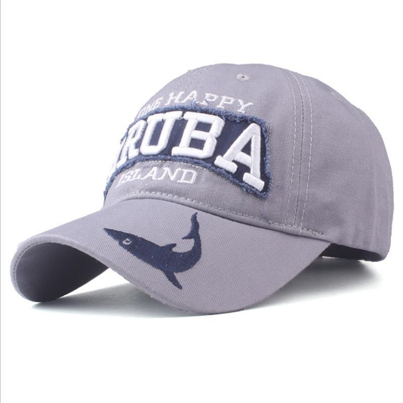 New Fashion ARUBA Shark Embroidery Baseball Cap Men Women One Happy Island Letter Sport Casual Cotton Sun Dad Hat Headwear Cap