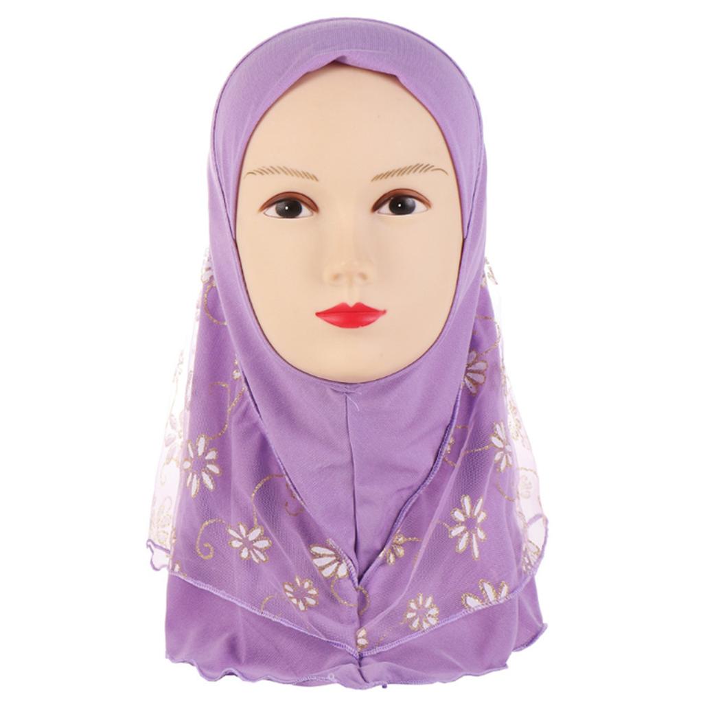 Muslim Children Kids 2 Layer Girls Islamic Scarf Arab Shawls Hijab For 7-11-Year Muslim Children