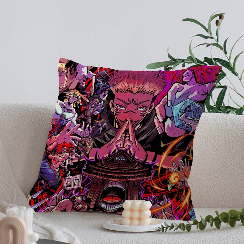 Japanese Manga J-Jujutsu K-Kaisen Pillow Covers Cartoon Sofa Decorative Home Double-Sided Printing Plush Cute Cushion Cover