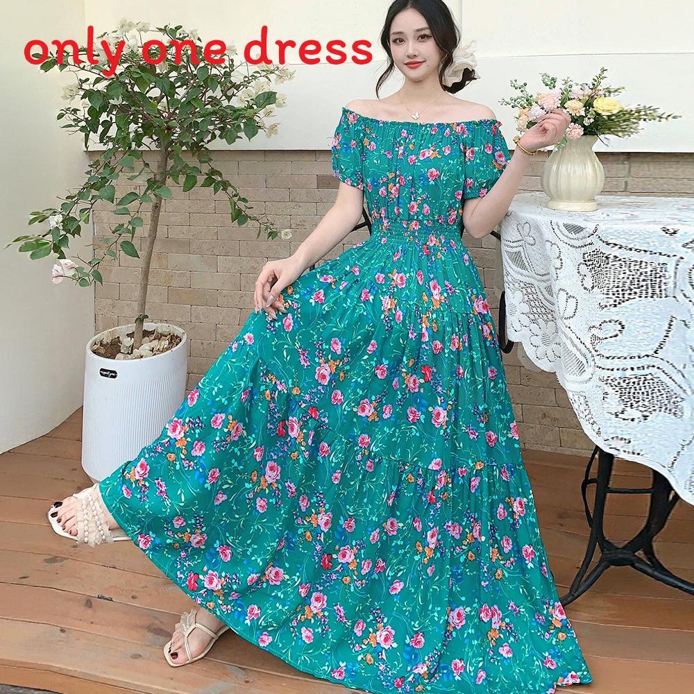 Bohemian Maxi Dress With Elastic Waist For Summer Beach Vacation And Artful Style