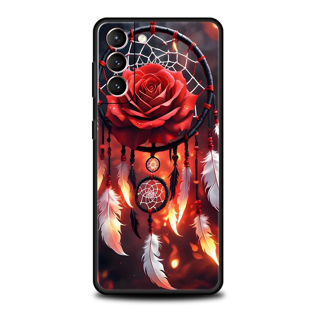 Cute Mandala Dreamcatcher Phone Case For Samsung Galaxy S26 Ultra S25 Plus S24 FE S23 S22 5G S21 S20 Cover Black Soft