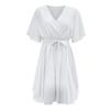 Women's V-neck Dress Summer Cross Strap Ruffle Hem Chiffon Casual Beach Dresses