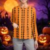 Women's Casual Long Sleeve Single Breasted Cardigan Halloween Pumpkin Print Workwear Shirt Top for Caregivers Lightweight Comfortable
