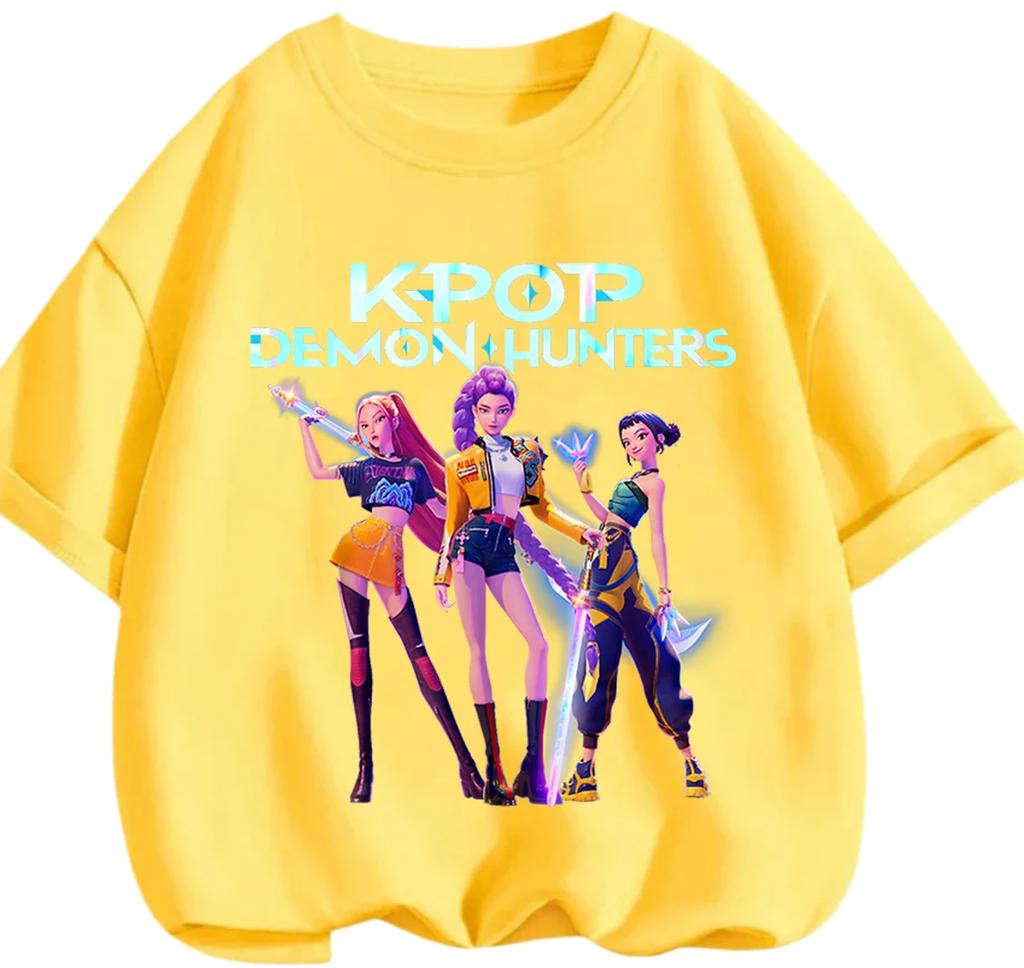 Stylish Urban Street Kpop Print T Shirt Summer Kawaii Casual Everyday Wear Children Round Neck Short Sleeve Top