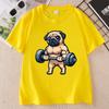 Pug Bodybuilding Weightlifting T Shirt Kawaii Cute Graphic T Shirts Casual Round Neck Printed Short Sleeve Tees Clothes