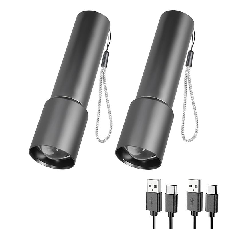 LED Strong Light Flashlight USB Rechargeable Aluminum Alloy Telescopic Zoom Flashlight Outdoor Searchlight Remote Torch Lantern