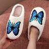 Lucyever Butterfly Embroidery Cotton Slipper Women Shoes Cute Warm Non-Slip Indoor Slippers Woman Soft Causal Flat Plush Shoes