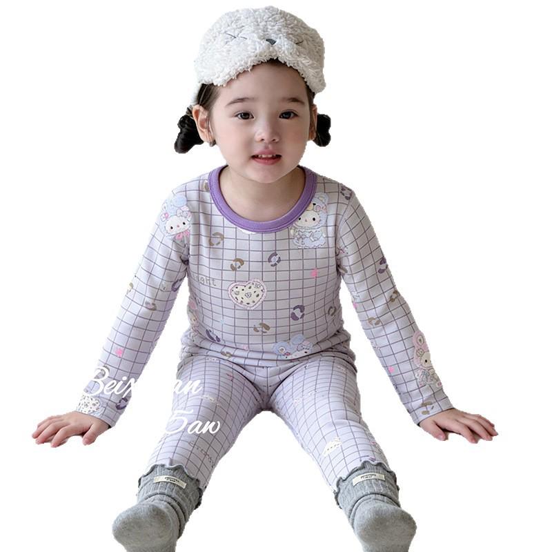 Korean Style Cartoon Cotton Pajama Set for Girls - Spring & Autumn Wear