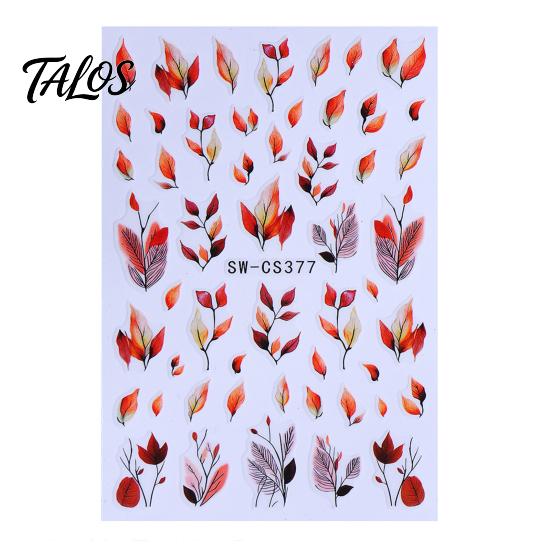 Autumn Manicure Sticker Leaf Nail Art Stickers, Waterproof Fall Maple Leaves Embellishments Decals, Self-Adhesive Stickers for Women and Girls