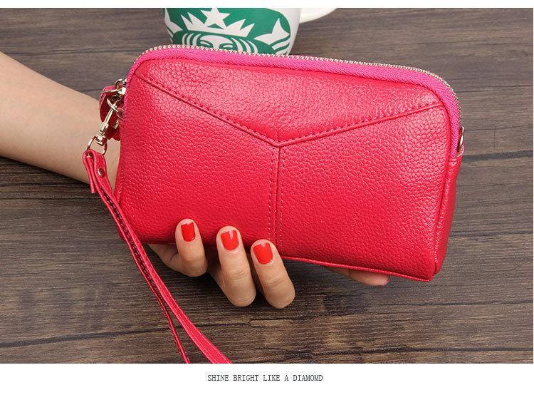 Fashion Cowhide Women Long Clutch Bags Genuine Leather Lady Coin Purse Female Zipper Wristlet Wallet Mobile Phone Bag Billfold