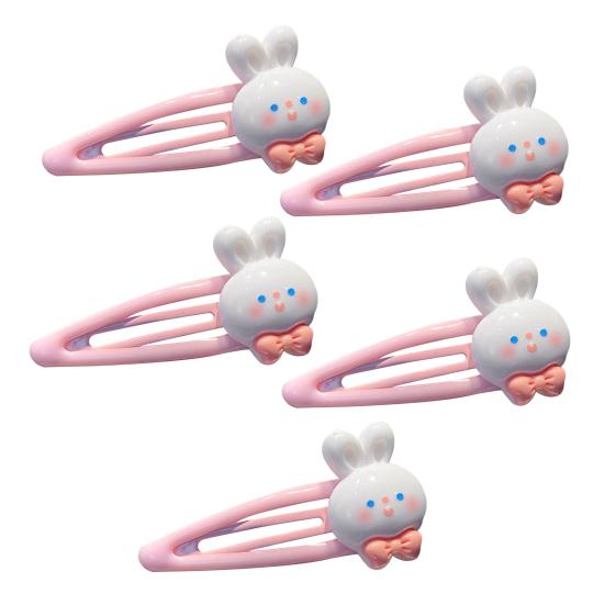 5 Stück Mädchen Haarspange Cartoon Hase Stern Dekor Haarspange Keine Kopfhaut Seitenpony Haarspange Kindliche Haaraccessoires