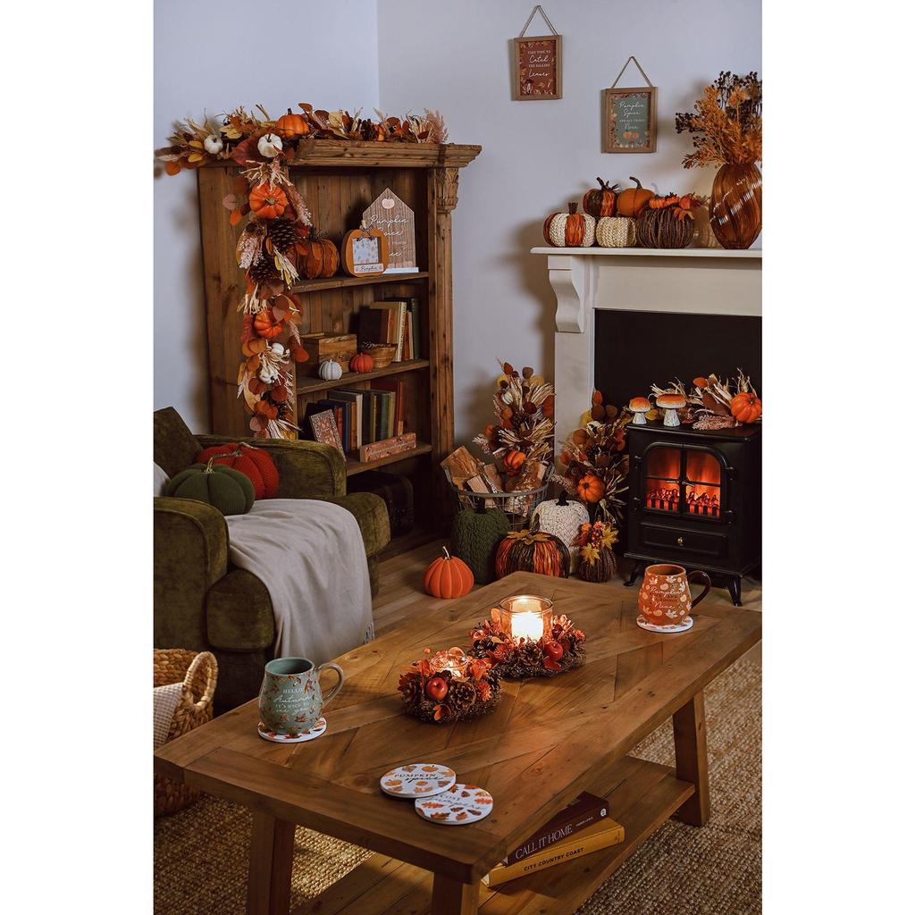 Country Living Natural Leaves Pumpkin 16cm X 22cm