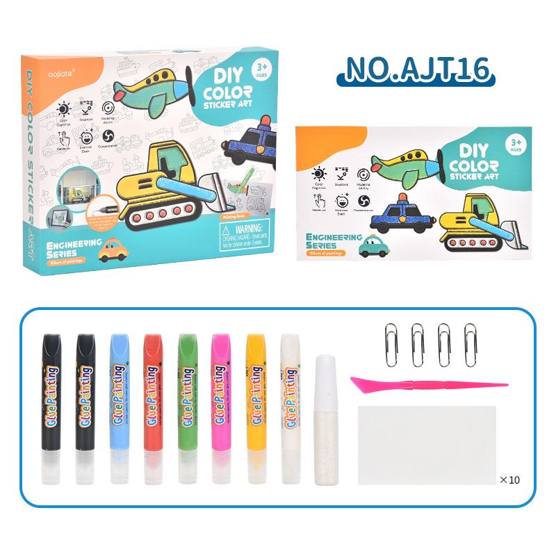 

Детский бесплатный атлас для выпечки, пигмент для рисования, клей для рисования, альбом «Сделай сам», морской астронавт, инженерное транспортное средство, шаблон костюма единорога зелёный