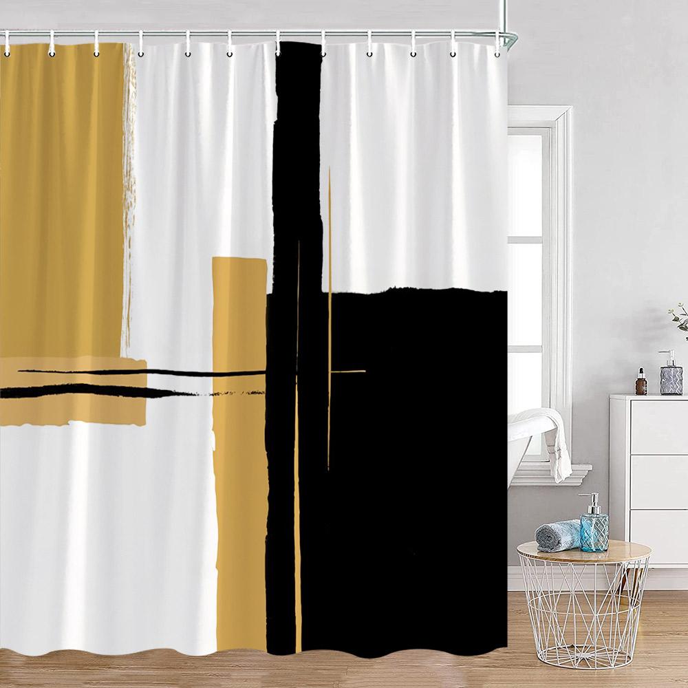 Abstract Geometrics Shower Curtains Mid-Century Nordic Minimalist Bathroom Decortaions Modern Polyester Bath Curtain With Hooks