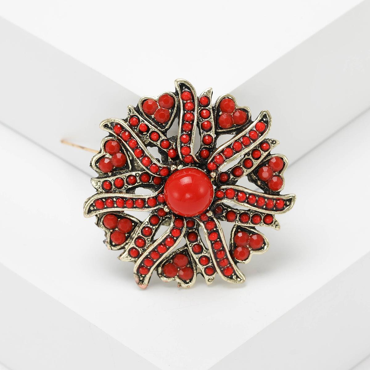 Винтажный сплав Подсолнух Турецкая синяя брошь Модная персонализированная брошь-булавка Аксессуары