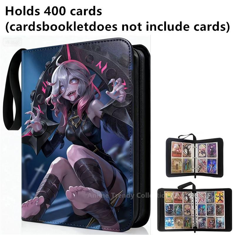 400pcs/900pcs Card Album Book Folder 4/9 Card Slots Collections Zipper Double Pocket Zipper Card Binder Holder