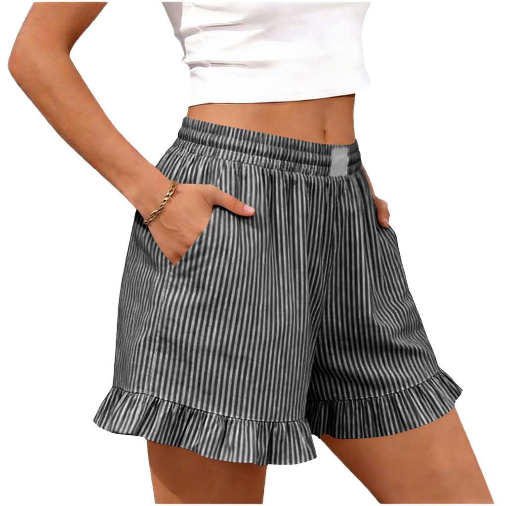 Shorts For Women Striped  Casual Summer Loose Pocket Shorts