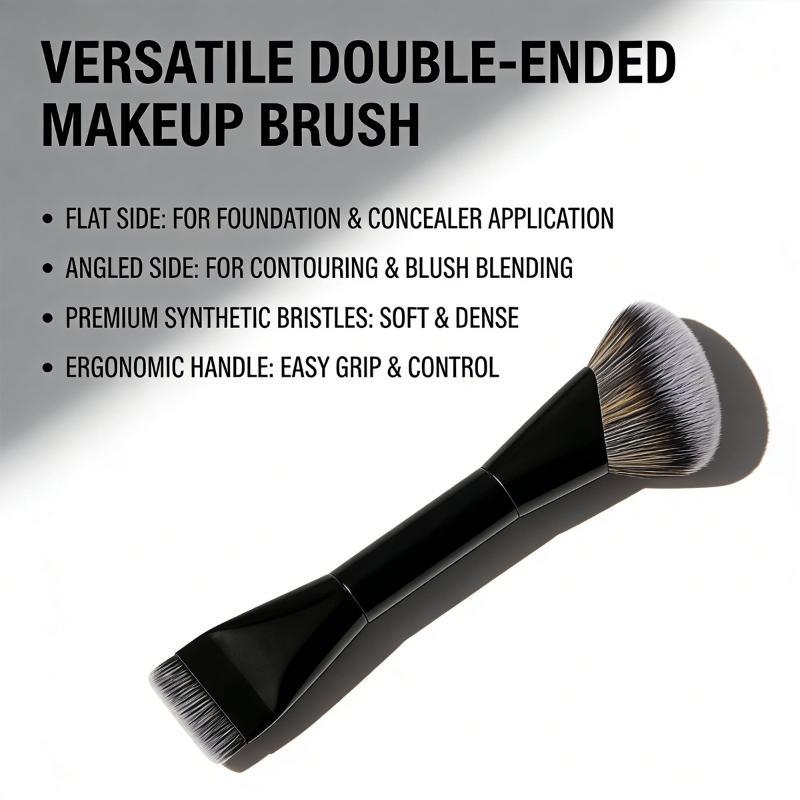 Pincel de Maquiagem Dupla Face Com Cerdas Macias e Densas Para Base Contorno Blush Perfeito Para Maquiagem Diária Uso em Viagem