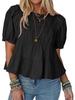 2026 Summer Women's Pleated Short Sleeve Pullover - European & American Style