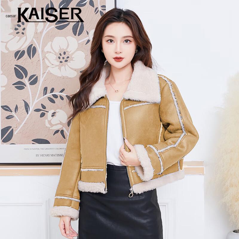 

Женская мотоциклетная куртка KAISER в стиле ретро с лацканами из овчины M