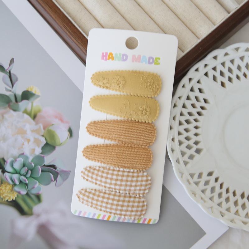 6Pcs/set Cute Floral Cotton Hair Clips Set Plaid Fabric Bows for Girls Baby Kids Hair Accessories Finishing Bangs Kids Headwear