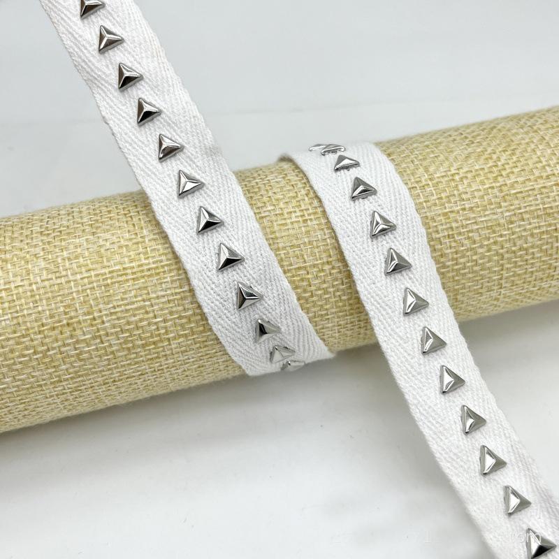 4Meters/lot 2cm Wide Fashion Siiver Rivet Claw Nail Webbing Cotton Canvas Clothing Belt Strap Accessories Decorative Belt