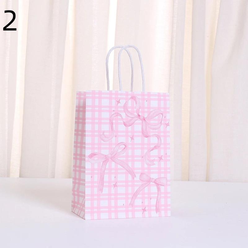 10 szt. Papierowa torba ręczna z nadrukiem słodkich kokardek Torba na prezenty Walentynki Zaręczyny Baby Shower Urodziny Dziewczynki Akcesoria