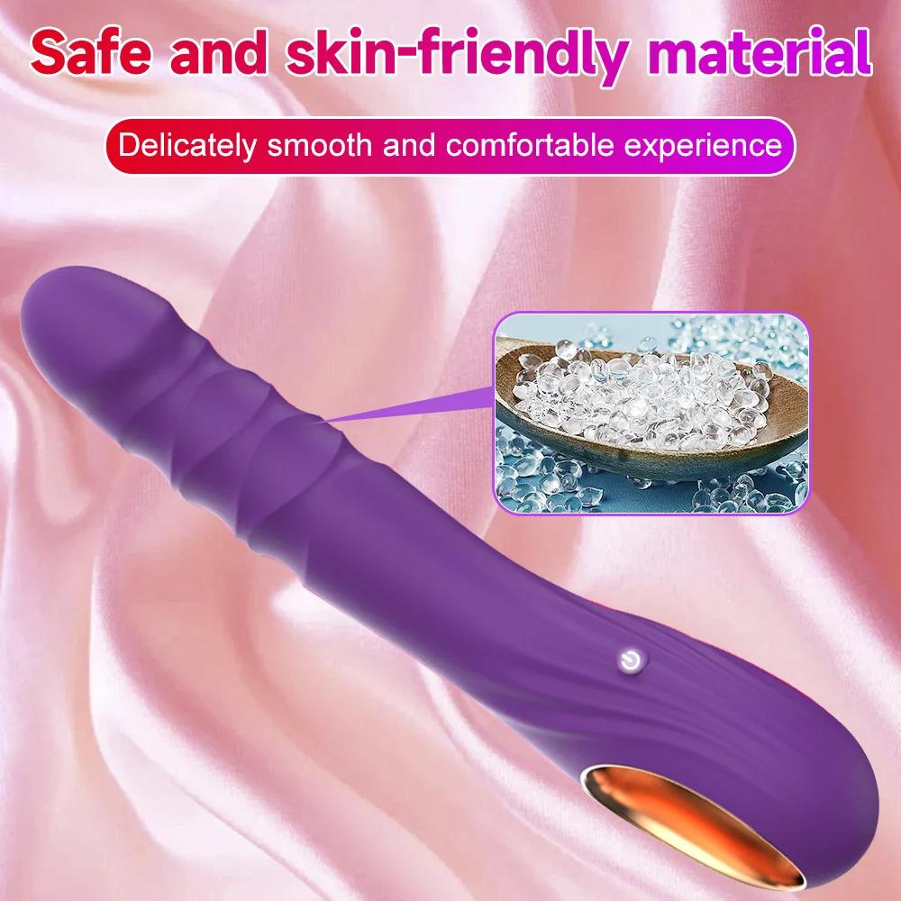 Leistungsstarker Simulations Teleskop Dildo Vibrator G-Punkt Klitoris Anal Stimulator 10 Geschwindigkeits Vibrationsmodus Sexspielzeug für Erwachsene für Frauen