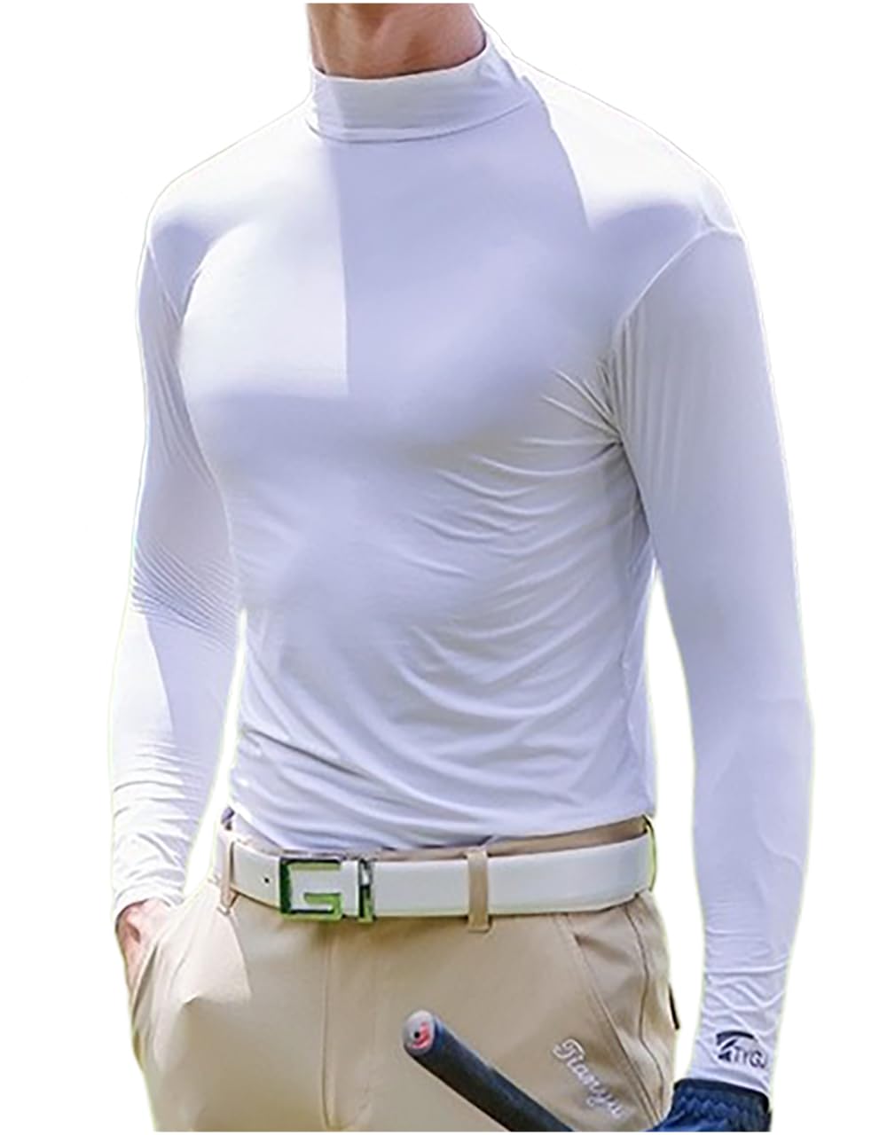 

Мужской топ с длинным рукавом и воротником-стойкой, облегающий, спортивный, эластичный, рашгард, большой, UV-защита, M-Sing, прохладный на ощупь, эластичный, облегающий, защита, рубашка, весна, белый