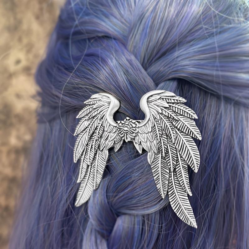 1/2Pcs Women'S Braid Hair Accessories Vintage Silver Angel Wings Hair Clip Ethnic Style Hair Decorations Zinc Alloy Hairpins