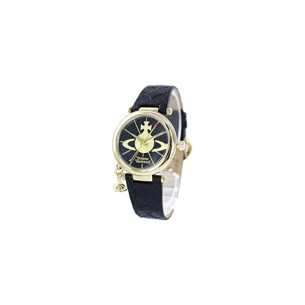 Vivienne Westwood Women's Orb Charm Gold Black Leather Watch VV006BKGD
