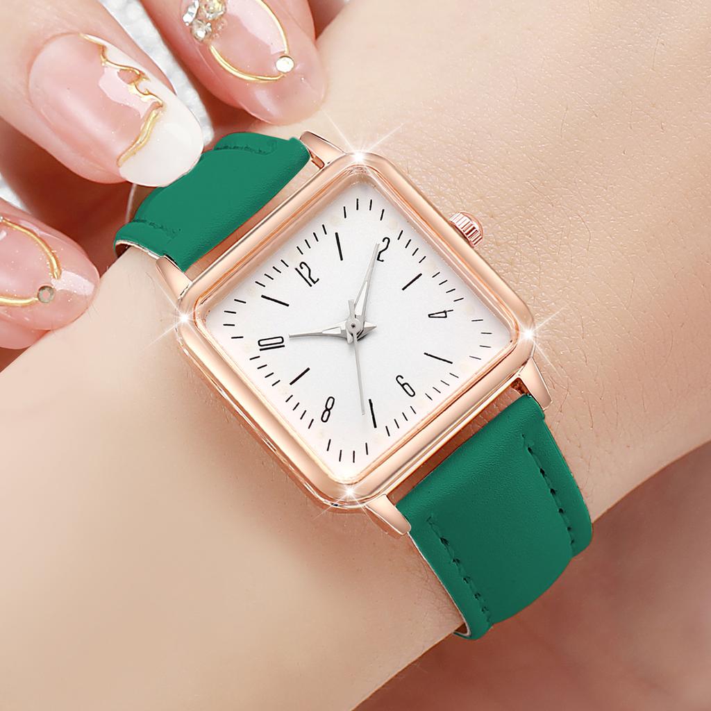 8Pcs/Set Fashion Women's Watch Sweet and Elegant Academy Style Leather Quartz Watch Set (Box Not Included)