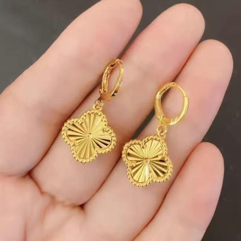 Золотые серьги-четырехлистники для женщин - Классический и универсальный стиль