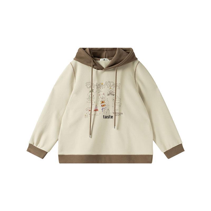 Shuangtian 2025 Winter Plus Size Cartoon Embroidered Hooded Patchwork Women s Hoodie W-260 2XL