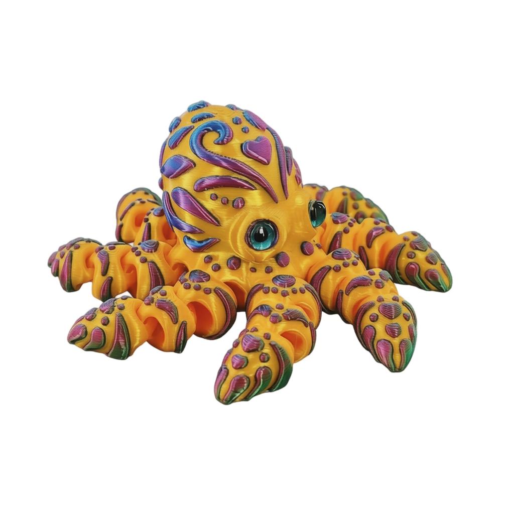 Articulated Octopus Figurine Movable Joints Collectible Craft Decorative Sculpture with Detailed Patterns and Realistic Eyes for Display or Play