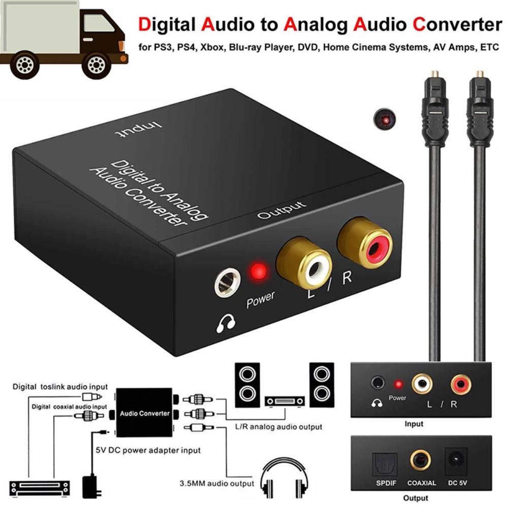DAC Digital Audio Converter Optical SPDIF Toslink Coaxial To 3.5mm AUX L/R RCA Analog Output Headphone Amplifier Decoder for TVGood Product