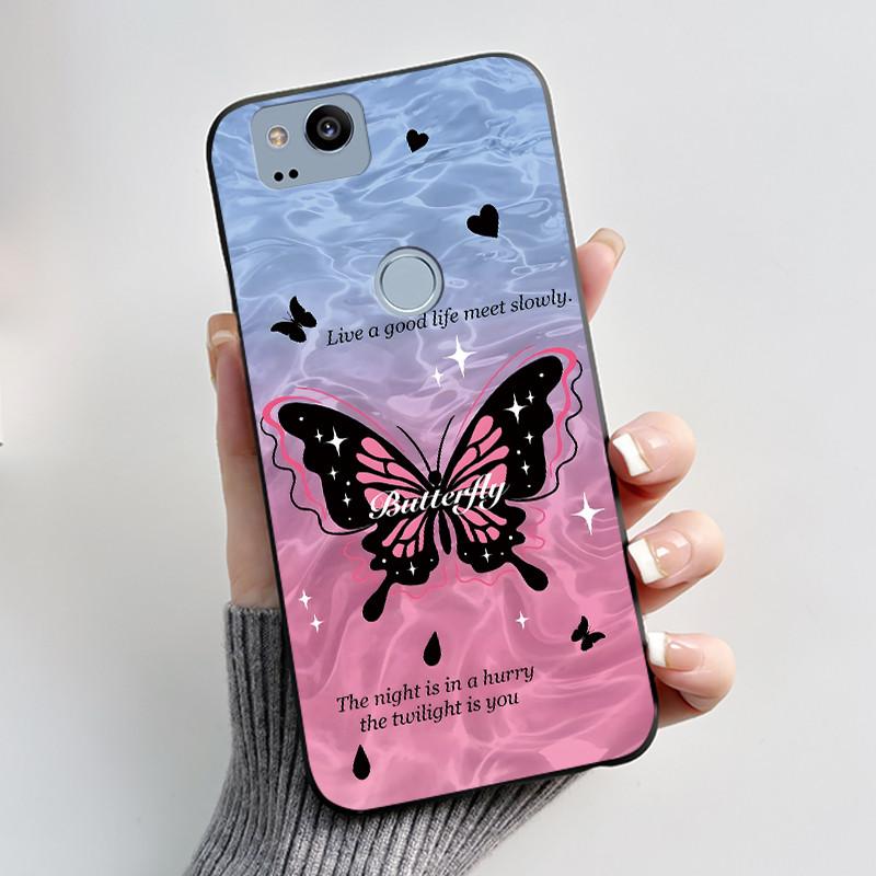 Cute Case For Google Pixel 2 / Pixel 2XL Printing Shell Pixel 1 XL Pixel1 Protective Cover Soft Silicone Cartoon Black Casing