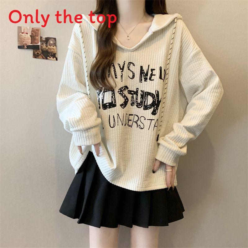 T Shirt Women Long Sleeve Print Polyester Casual Loose Fit For Office Wear