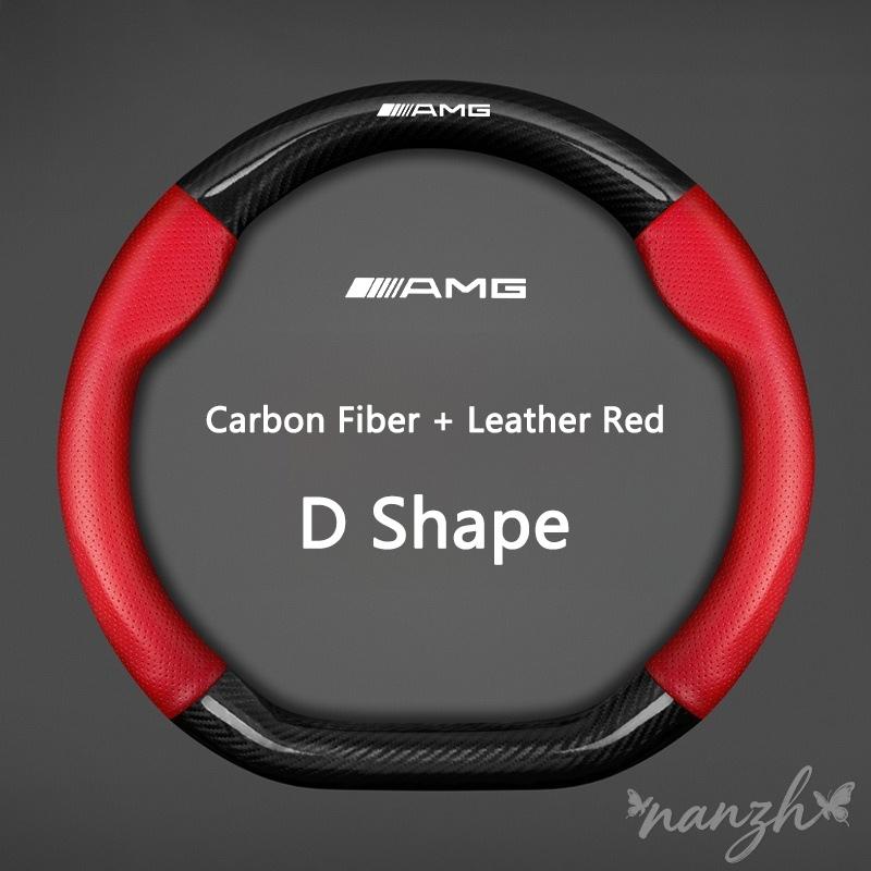 HXA1 Leather Car Steering Wheel Cover For Mercedes W204 Grille Benz C C204 S204 2007-2014 C180 C200 C250 C300 C350 AMG Accessories