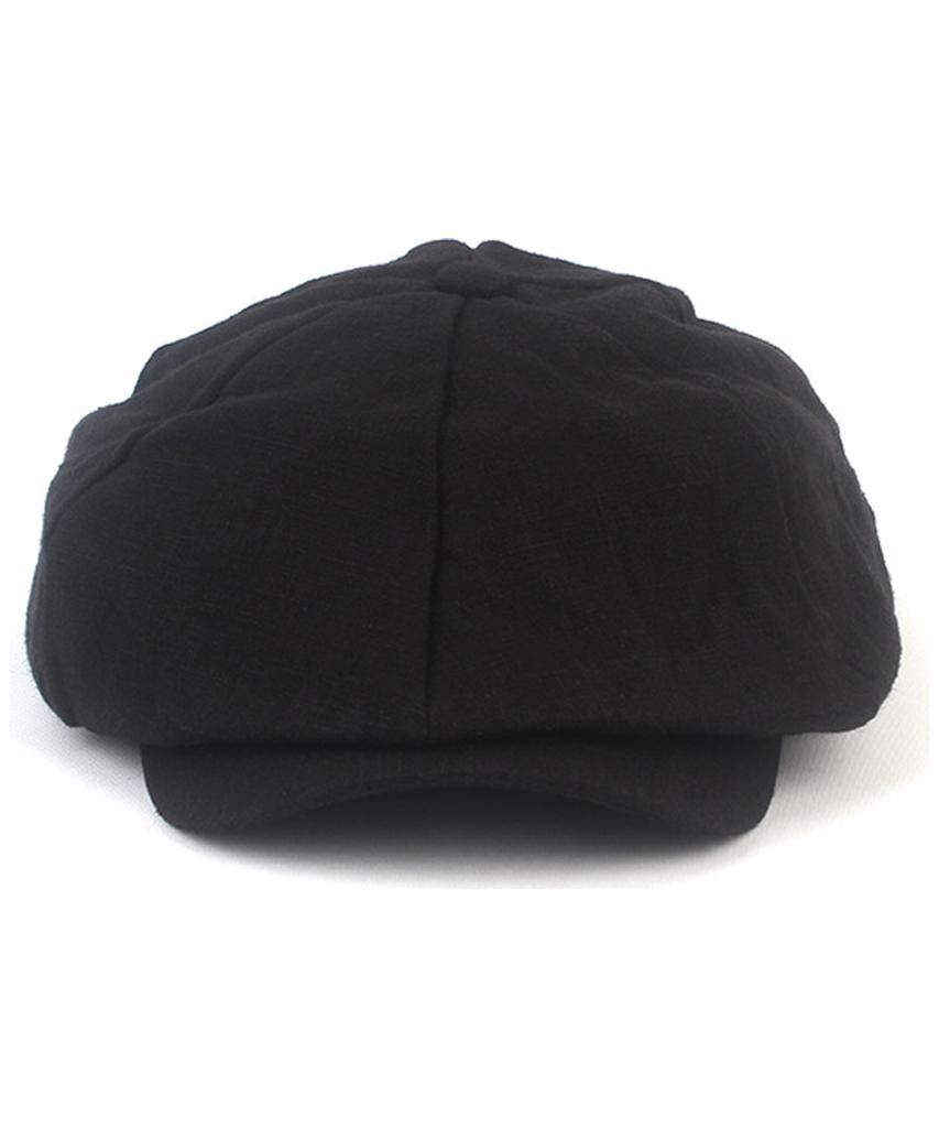 Yunibeosyeolkemiseuteuli Linen Black Loose Fit Newsboy Cap
