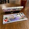 Diamond Ring Phone Holder Raser Case for Samsung A25 A54 A55 A15 A35 A14 A34 S24 Plus S22 Ultra S23 FE Flower Leaf Bling Cover