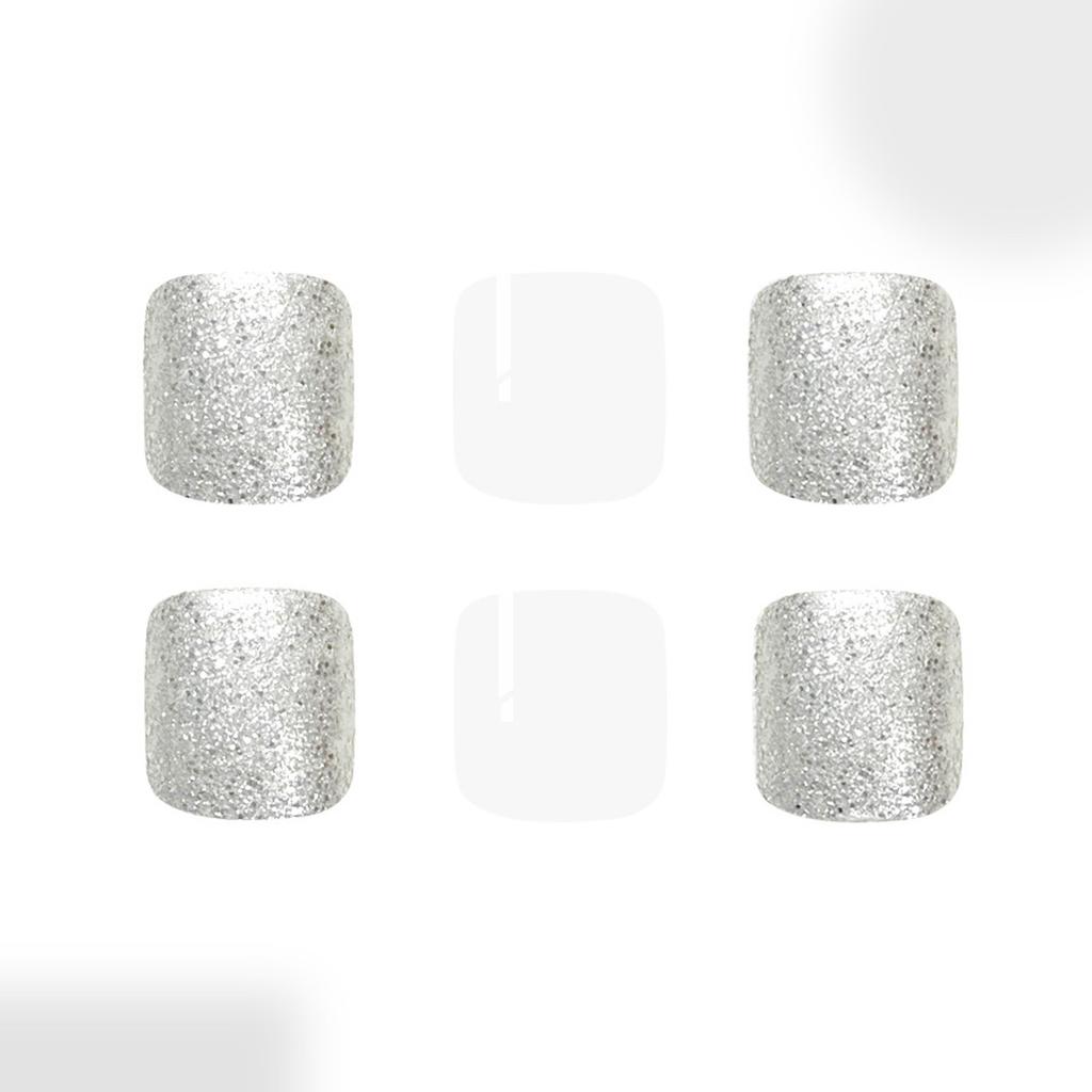 Unghie Finte Quadrate Corte per Piedi con Glitter Press on Unghie per Dita dei Piedi Acrilico Unghie Finte per Dita dei Piedi Unghie Finte Artificiali Unghie per Dita dei Piedi Copertura Completa