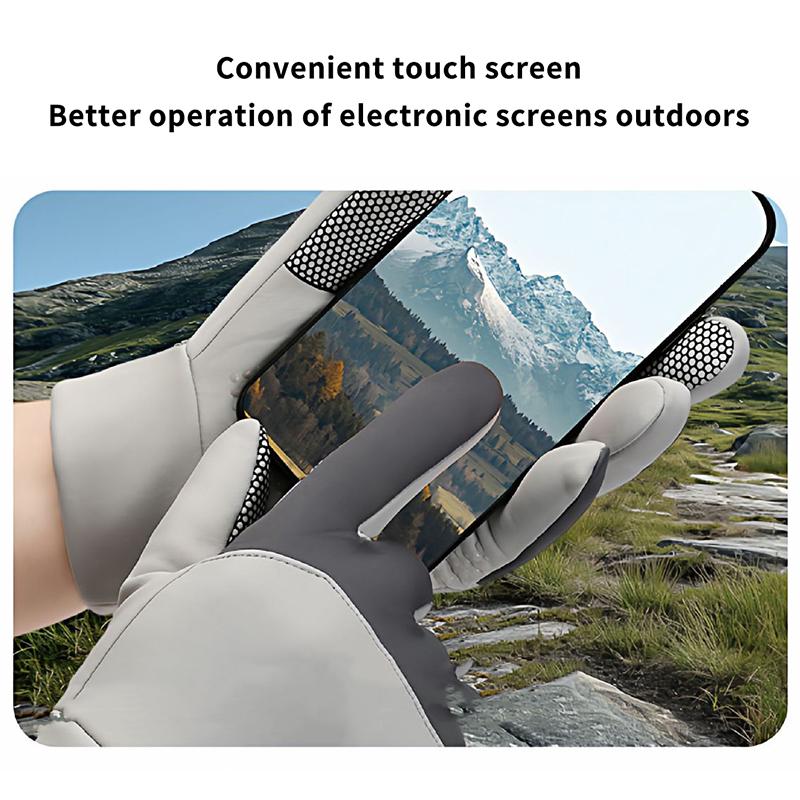Windproof And Waterproof Outdoor Gloves Touch Screen Thumb And Index Finger Fingertips Warm Gloves For Running Cycling