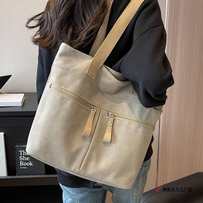 College Students Take Classes, Canvas Bags, Women's New Trendy Summer Casual Simple Shoulder Bags, Large-capacity Tote Bags