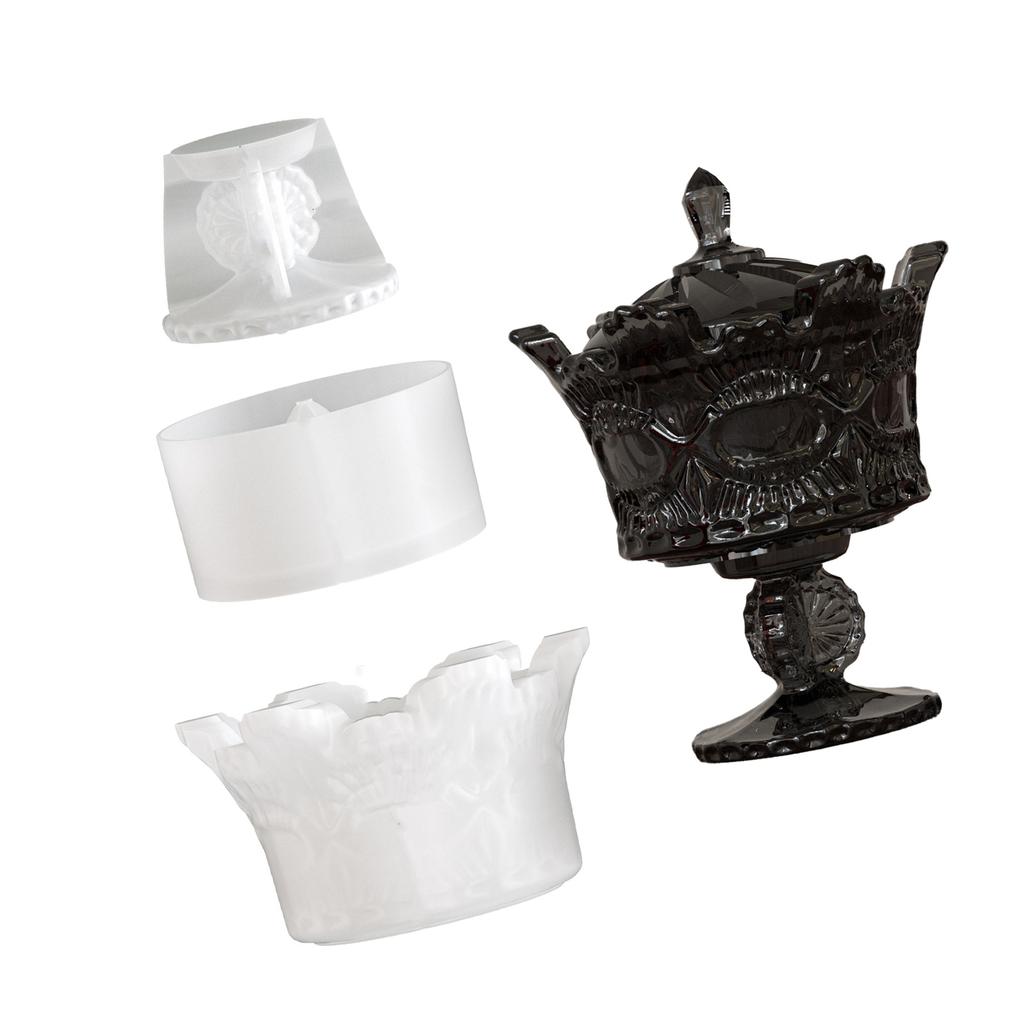 Silicone Vintage Crown Shape Crafting Mold for Candle Making and Jewelry Organizers Containers Easy Demolding Craft Set