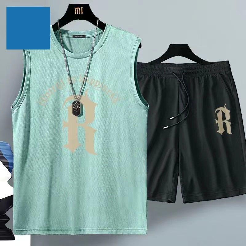 Ice Silk Sports Suit Men's Quick-drying Basketball Jersey Men's Summer Vest Shorts Gym Running Men's Suit