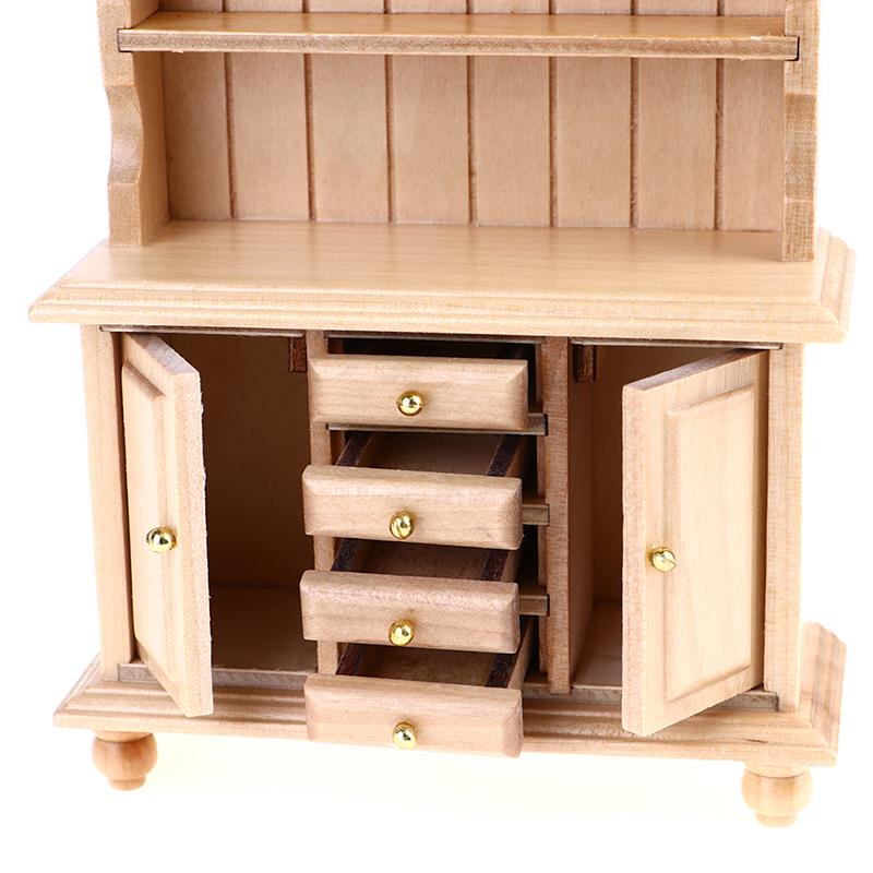 1:12 Dollhouse Miniature Wood Display Cupboard Shelf Cabinet Decoration Painted